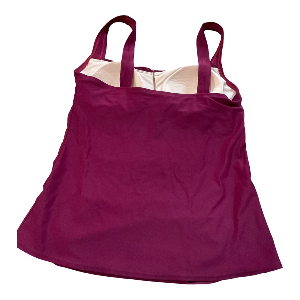 Merona Magenta Tankini Swim Top Large Underwire Ruched Tummy Control Beach - Picture 4 of 9